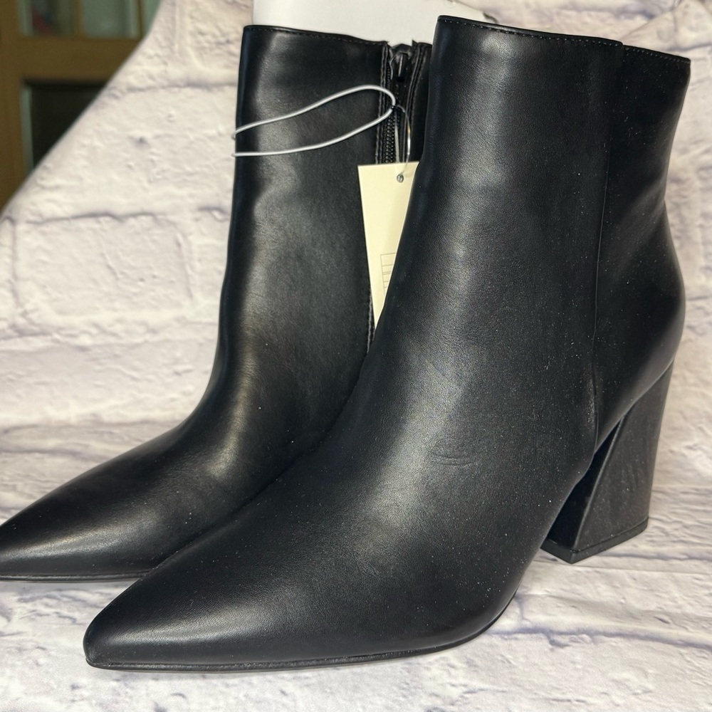 a new day Black Pointed Toe Block Heel Ankle Boots